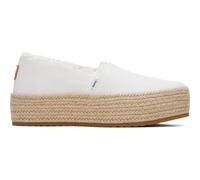 TOMS Women's Valencia Espadrille, White Wide Width Canvas/Fray, 10