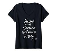 Womens Español Jesus is the Camino La Verdad y La Vida - Juan 14:6 V-Neck T-Shirt