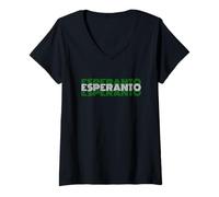 Women's Esperanto - 70s Retro-Style Language Text Design V-Neck T-Shirt