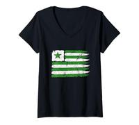 Women's Esperanto Flag Symbol World Language Green Star V-Neck T-Shirt