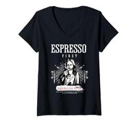 Women's Espresso First, Hallelujah After Coffee Church Saying V-Neck T-Shirt