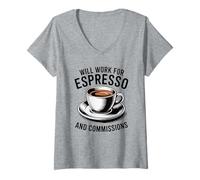 Womens Espresso Real Estate Agent - Coffee Fueled Closing Hustle V-Neck T-Shirt