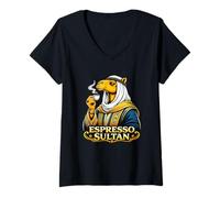 Women's Espresso Sultan Camel Coffee Humor Graphic V-Neck T-Shirt