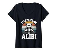Women's Establishing My Alibi Bear Mornings V-Neck T-Shirt
