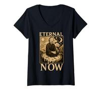 Womens Eternal Now Time Zen Mindfulness Present Moment V-Neck T-Shirt