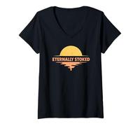Women's Eternally Stoked Christian Faith Nature Vibes V-Neck T-Shirt