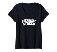 Women's Eternally Stoked Saying Christian Faith Vibes V-Neck T-Shirt