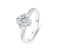 Women's Eternity Rings, Pre Engagement Ring Round with 1ct Moissanite 18K White Gold Size V 1/2