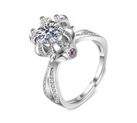 Women's Eternity Rings, Promise Ring Daughter 18K White Gold Crown Flower 6 Prong Round 1ct Lab Diamond Size J 1/2