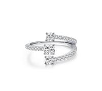 Women's Eternity Rings, Silver Promise Rings for Women with Created Diamond 18K White Gold Size V 1/2