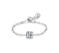 Women's Eternity Rings, Wedding Bands Women Adjustable Chain Design with Solitaire Round 0.25ct Lab Diamond 18K White Gold Size U 1/2