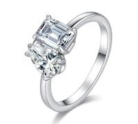 Women's Eternity Rings, Wedding Sets for Women Rectangle and Water Drop with 4ct Moissanite Silver 18K White Gold Size V 1/2