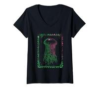 Womens Ethereal Jellyfish Enchantment Print V-Neck T-Shirt