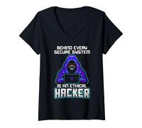 Women's Ethical Hacker Cyber Security Secure System Design V-Neck T-Shirt
