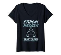 Women's Ethical Hacker Funny Cybersecurity Enthusiasts Minimalist V-Neck T-Shirt