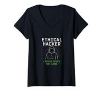 Womens Ethical Hacker I Break Codes Not Laws V-Neck T-Shirt
