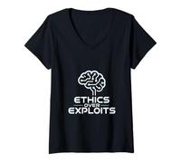 Womens Ethics Over Exploits White Hat Cyber Mindset V-Neck T-Shirt