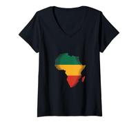 Women's Ethiopia Africa Funny Map Flag Stripes Women Men V-Neck T-Shirt