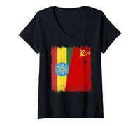 Womens Ethiopia Soviet Union Flag Ethiopian CCCP Heritage V-Neck T-Shirt