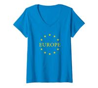 Womens EU Stars European Union Flag Symbol Europe Sign Logo V-Neck T-Shirt
