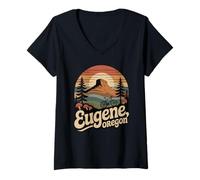 Womens Eugene Oregon PNW Nature Scene Pacific Northwest Hiking V-Neck T-Shirt