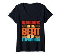 Womens Euphonium Marching The Beat Baritone Marching Band V-Neck T-Shirt