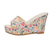 Women's Europe and the States Broken Flowers Sandals Slippers Elevation Beach Open Toe Outside Wear with Shoes Glitter Shoes Women's Sneaker 34, blue, 8.5 UK