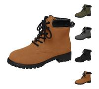 Women's European and American Fashion Ankle Boots Front Plus Size British Style PU Leather Boots for Women Womens Boots Size 11 Heel (Yellow, 5.5)