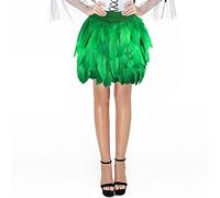 Women's European and American Stage Performance Clothing Feather Half Body Skirt Short Skirt (5-Green, S)