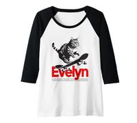 Womens EVELYN - Adorable girl name with cute Cat Raglan Baseball Tee
