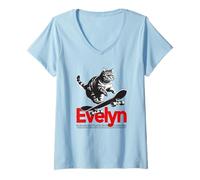 Womens EVELYN - Adorable girl name with cute Cat V-Neck T-Shirt