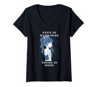 Womens Even in Darkness There is Hope Retro Anime Quotes Present V-Neck T-Shirt