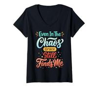 Women's Even in The Chaos Grace Still Finds Me V-Neck T-Shirt