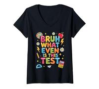 Women's Even is This Test Student Educator Teaching School Test Day V-Neck T-Shirt
