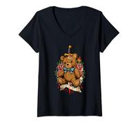 Womens Even The Cute Ones Snap Edgy Teddy Design Bear V-Neck T-Shirt