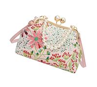 Women's Evening Bag Vintage Styles Embroidered Flower Handbag Pearls Chain Crossbody Bags Shoulder Purse For Parties Cultural Fashion Accessory
