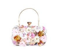 Womens Evening Clutch Bag Designer Evening Handbag,Lady Party Clutch Purse (Flower beaded-Gold)