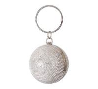Womens Evening Clutch Bag Designer Evening Handbag,Lady Party Clutch Purse (Silver-Ball Shape Rhinestone)