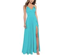 Women's Evening Dresses Deep V-Neck High Slit Maxi Dresses Floor Length V Back Ruched Party Long Dresses Formal Gowns Prom Wedding,17,S