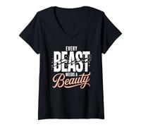 Womens Every Beast Needs A Beauty Love V-Neck T-Shirt