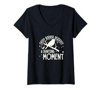 Womens Every Birder Deserves A Bunting Moment Funny Ornithologists V-Neck T-Shirt