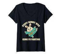 Women's Every Bunny was Kung Fu Fighting Easter Rabbit V-Neck T-Shirt