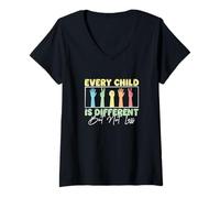 Women's Every Child is Different But Not Less for A SpEd Educator V-Neck T-Shirt