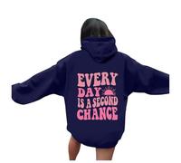 Womens Every Day Is A Second Chance Beach Hoodies Comfort Graphic Pullover Sweaters Fashion Hooded Casual Tops Workou College Vintage Cute Cool Gothic Loose Fit Fall 2025 Soft Navy