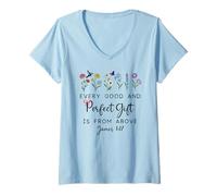 Womens Every Good Perfect is from Above Bible God Quote James 1:17 V-Neck T-Shirt