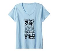 Women's Every Knee Shall Bow, Jesus is Lord, Bible Quote Graphic V-Neck T-Shirt