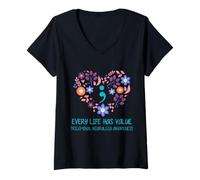 Womens Every Life Has Value Semicolon Trigeminal Neuralgia V-Neck T-Shirt