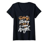 Womens Every Little Thing Is Gonna Be Alright Bird V-Neck T-Shirt