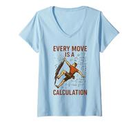 Women's Every Move is A Calculation Rock Climbing Funny Climber Math V-Neck T-Shirt