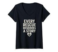 Womens Every Rescue Deserves a Story. Vintage Pet Hope. V-Neck T-Shirt